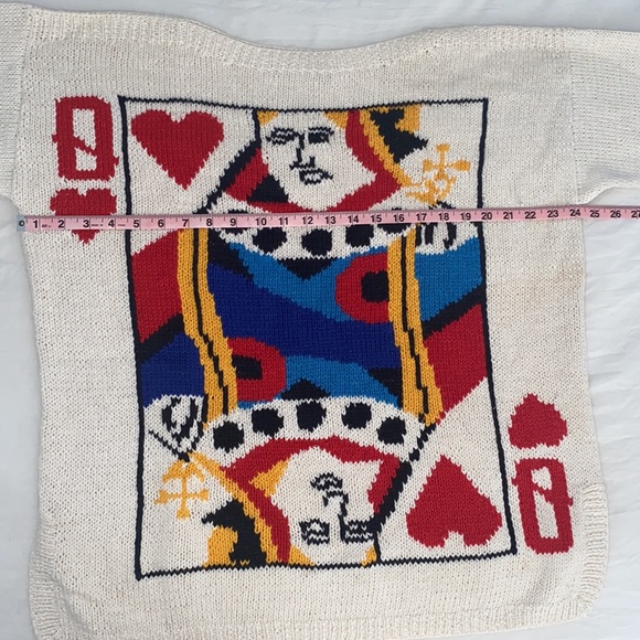 Vintage Rare 80’s Queen of Hearts Sweater Boat Neck size Large - Picture 5 of 6
